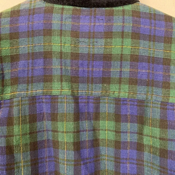 Vtg Quizz Long Sleeve Velvet Collar Plaid Button Down Shirt Women's Small Multi - Picture 10 of 12